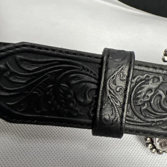 Tony Lama Layla Floral Full Grain Leather Black Belt Size 42 Made in USA C50733 main image 7